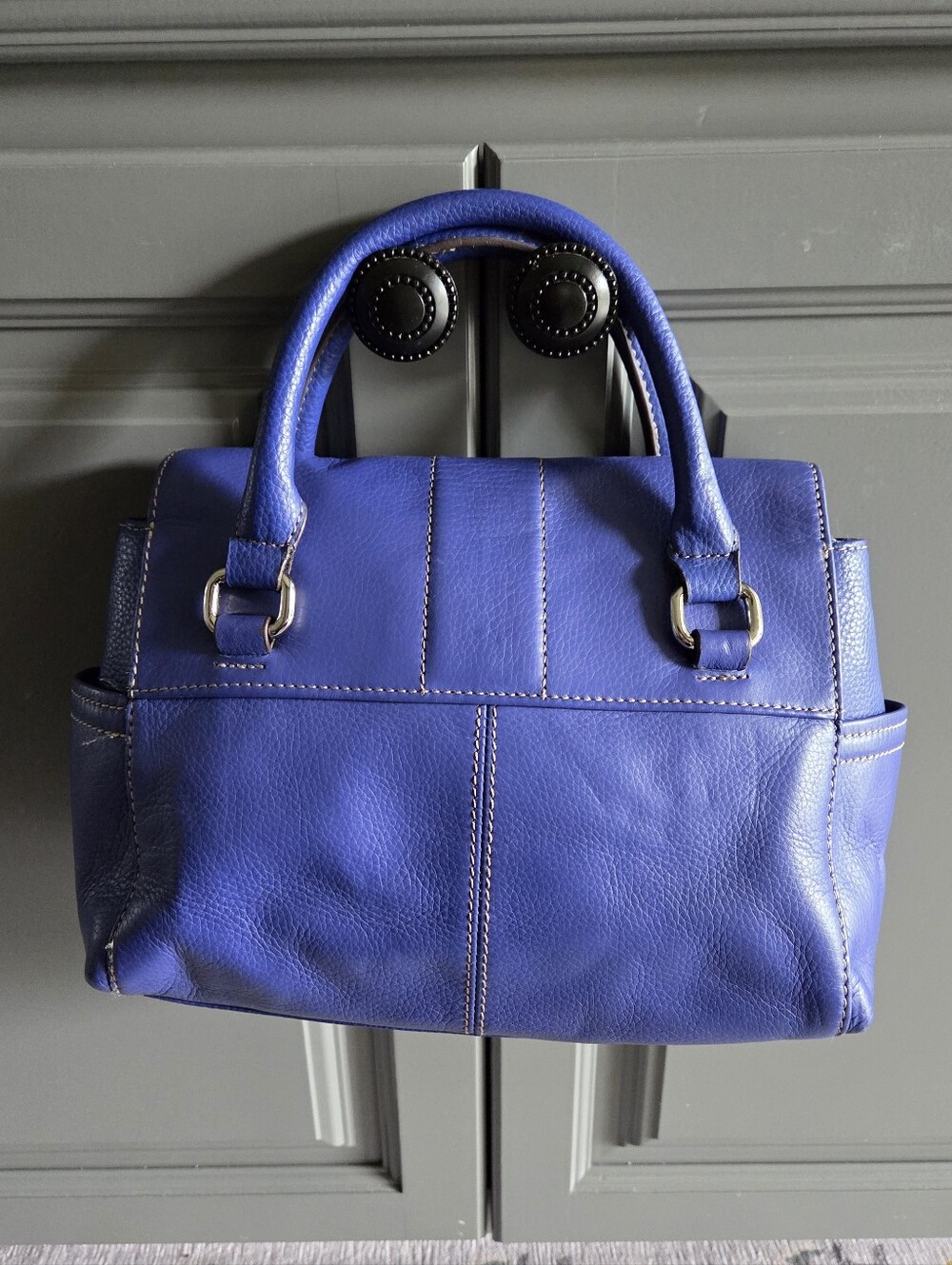 Tignanello Cobalt Blue Leather Satchel with Top Handles - Picture 2 of 12